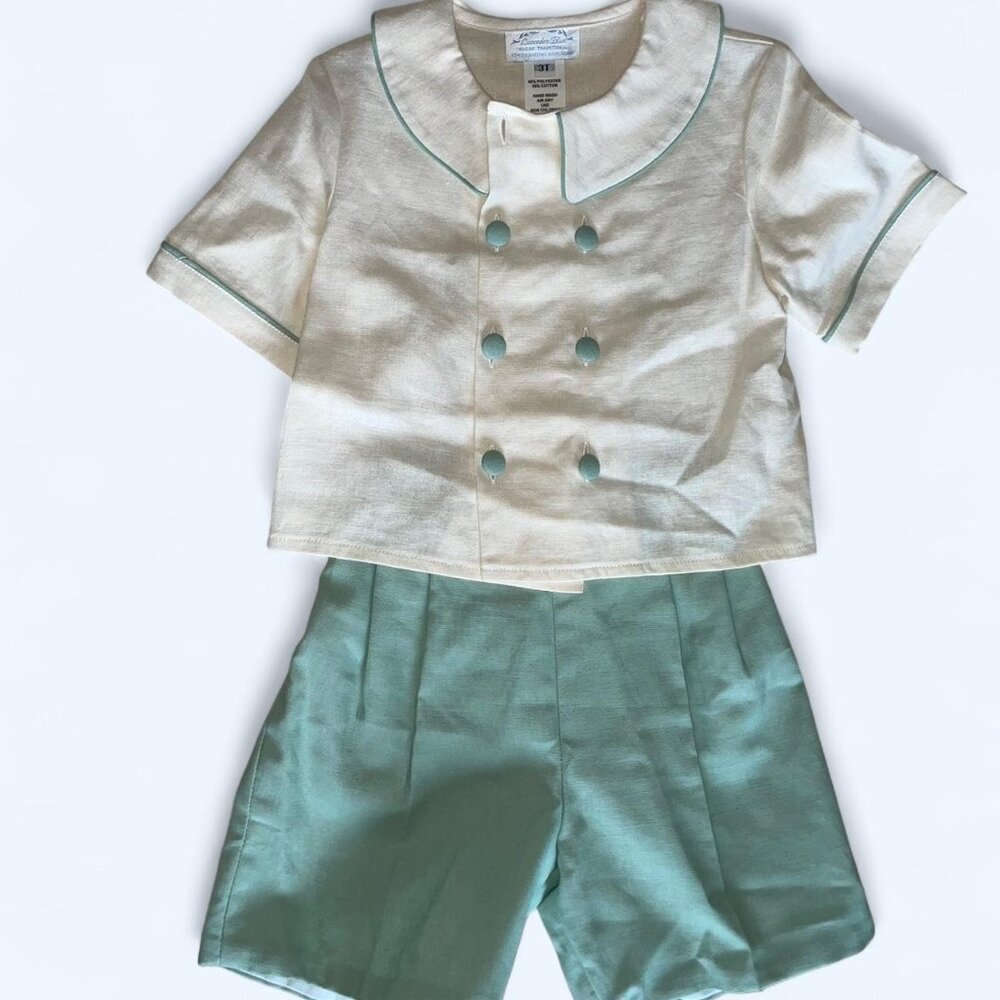 Vintage children’s Lavender Blue cream and sage set